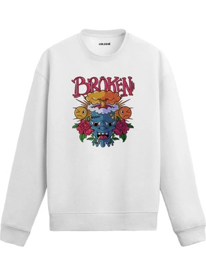 Colermi Broken Temalı Baskılı Sweatshirt