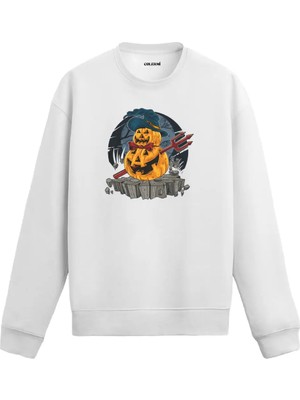 Colermi Korkutucu Kabak Tasarımlı Halloween Temalı Sweatshirt