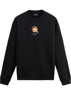 Colermi Kalp Latte Baskılı Kahve Aşkı Sweatshirt