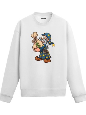 Colermi Büyücü Baskılı Eğlenceli Sweatshirt
