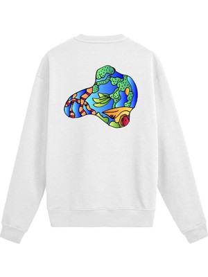 Colermi Sırt Baskılı Renkli Denizaltı Tasarımlı Sweatshirt