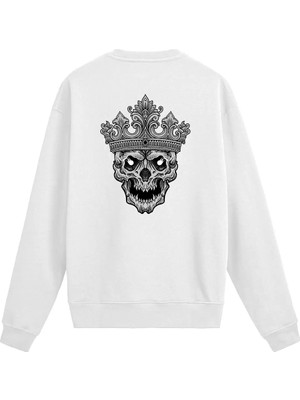 Colermi Gotik Taçlı Kurukafa Sırt Baskılı Unisex Sweatshirt