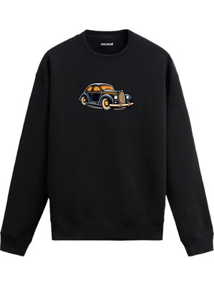Colermi Retro Klasik Araba Baskılı Sweatshirt