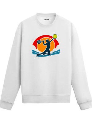 Colermi Tenis Servis Figürlü Gün Batımı Sweatshirt