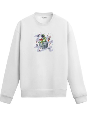 Colermi Uzayda Pizza Yiyen Astronot Sweatshirt