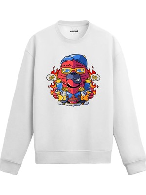 Colermi Alevli Karakter Illüstrasyon Sweatshirt