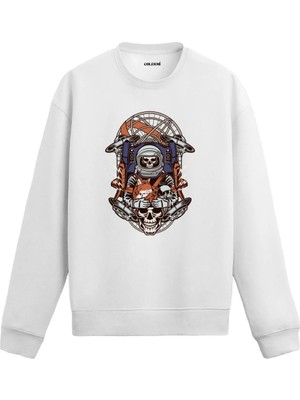 Colermi Kedi Tutan Iskelet Astronot Sweatshirt
