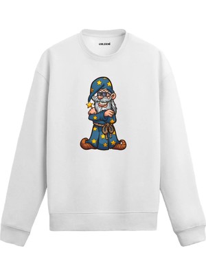 Colermi Yıldızlı Büyücü Figürlü Eğlenceli Sweatshirt