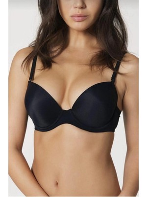 Orkide 8350  Kadın Destekli Push Up Dolgulu Sütyen 85B Siyah Dantel Kumaşlı Bralette Tasarım