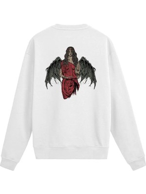 Colermi Sırt Baskılı Death Metal Karanlık Melek Sweatshirt
