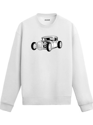 Colermi Hot Rod Araba Baskılı Sweatshirt