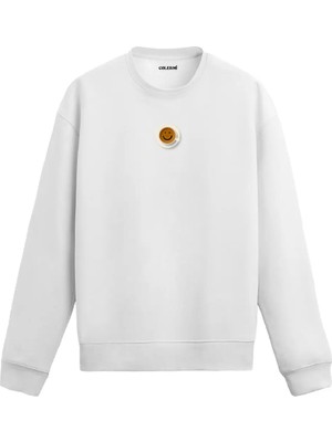 Colermi Gülen Yüz Kahve Kupası Tasarımlı Sweatshirt