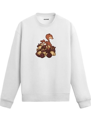 Colermi Komik Sincap Baskılı Eğlenceli Sweatshirt