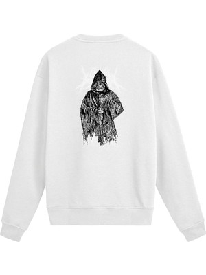 Colermi Sırt Baskılı Ölüm Rahibi Tasarımlı Sweatshirt