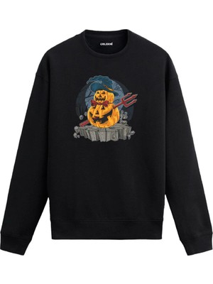Colermi Korkutucu Kabak Tasarımlı Halloween Temalı Sweatshirt