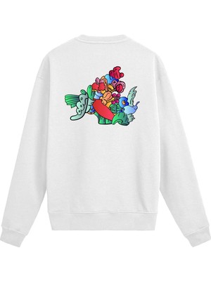 Colermi Sırt Baskılı Renkli Soyut Sweatshirt