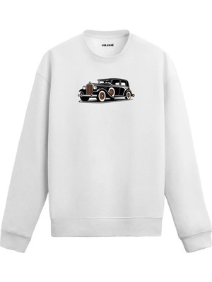 Colermi Nostaljik Otomobil Baskılı Sweatshirt