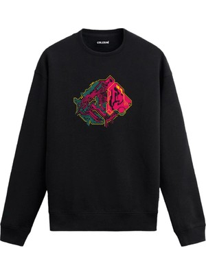 Colermi Teknolojik Aslan Baskılı Sweatshirt