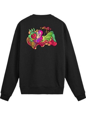 Colermi Sırt Baskılı Soyut Figür Tasarımlı Sweatshirt