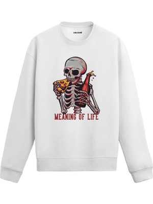 Colermi Meaning Of Life Yazılı Kurukafa Sweatshirt