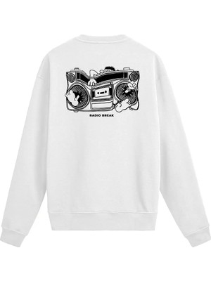 Colermi Sırt Baskılı Retro Radio Break Tasarımlı Sweatshirt