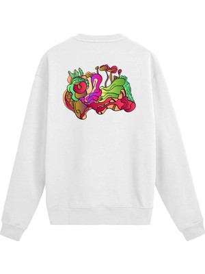 Colermi Sırt Baskılı Soyut Figür Tasarımlı Sweatshirt