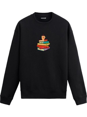 Colermi Kitap ve Kahve Baskılı Sweatshirt