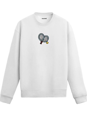 Colermi Minimal Tenis Raketli Baskılı Unisex Sweatshirt