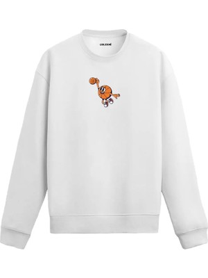 Colermi Basketbol Figürlü Karakter Baskılı Sweatshirt