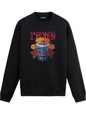 Colermi Broken Temalı Baskılı Sweatshirt