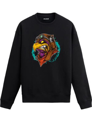 Colermi Pilot Kuş Baskılı Sweatshirt