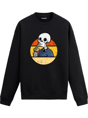 Colermi Retro Içecekli Kurukafa Sweatshirt