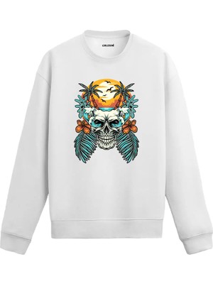 Colermi Tropik Temalı Kurukafa Sweatshirt