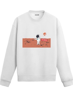 Colermi Ay Yüzeyinde Hoverboard Süren Astronot Sweatshirt