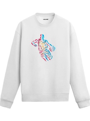 Colermi Neon Çizimli Basketbolcu Sweatshirt