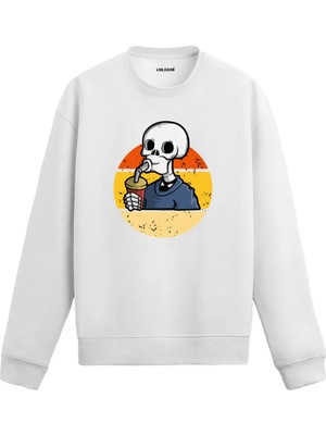 Colermi Retro Içecekli Kurukafa Sweatshirt
