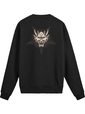 Colermi Sırt Baskılı Death Metal Kurukafa Sweatshirt