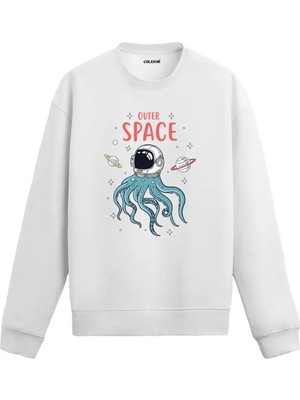 Colermi Astronot ve Ahtapot Figürlü Sweatshirt