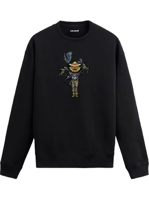 Colermi Kuzgunlu Balkabağı Korkuluk Tasarımlı Sweatshirt