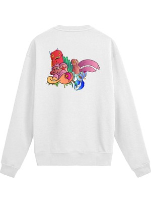 Colermi Sırt Baskılı Renkli Karakterli Sweatshirt