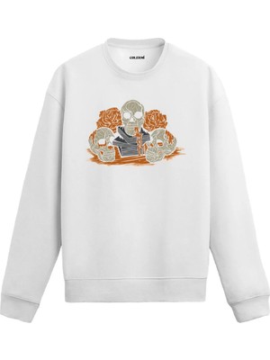 Colermi Üç Kafatası ve Gül Desenli Sweatshirt
