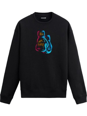 Colermi Boks Eldiveni Baskılı Sweatshirt