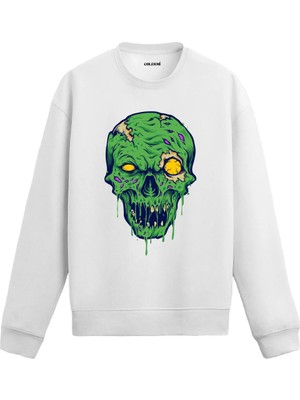 Colermi Zombi Temalı Kurukafa Sweatshirt Modeli