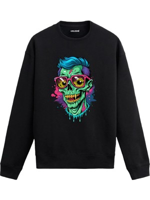 Colermi Neon Zombi Figürlü Sweatshirt