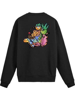 Colermi Sırt Baskılı Soyut Tasarımlı Sweatshirt