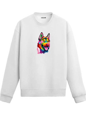 Colermi Alman Kurdu Figürlü Baskılı Sweatshirt