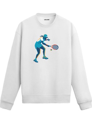 Colermi Kadın Tenis Vuruş Figürlü Sweatshirt