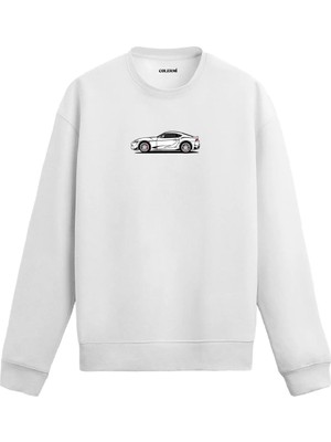 Colermi Yan Profil Araba Baskılı Sweatshirt