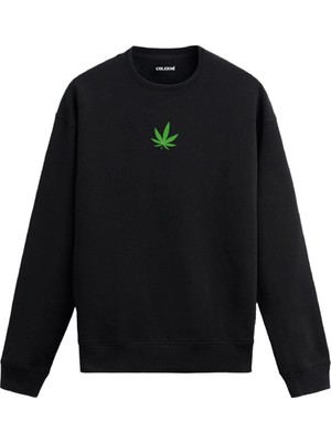 Colermi Minimal Yaprak Baskılı Sweatshirt