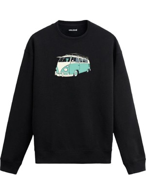 Colermi Sörf Temalı Minibüs Baskılı Sweatshirt
